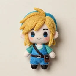 a chibi needle felted link, needle felting art.