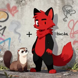 ( ( ( red + black + fursona ) / ( weasel * ferret * stoat ) ) + ( smoke / backing ) ) = ( wall + graffiti )