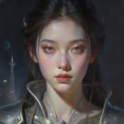 closeup facial portrait in a young beatiful woman alien in ethereal armor, digital painting concept art, in valerian city of a thousand planets, by ruan jin, by mandy jurgens, by artgerm, william - adolphe bouguerea