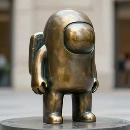a 4 k photorealistic photo of a bronze statue of an among us 3 d character