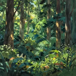 forest lanscape panorama by makoto shinkai takashi takeuchi miyazaki gouache