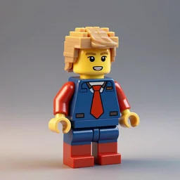 Trump as a lego character, photorealism, Volumetric lightening