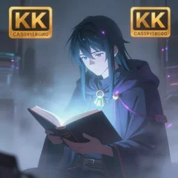 an anime wizard reading a book, misty, glows, digital art, hazy, foggy, ambient lighting, 8 k, neon, synthwave,