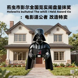 Darth Vader buying a house, photo realistic, award-winning, highly-detailed