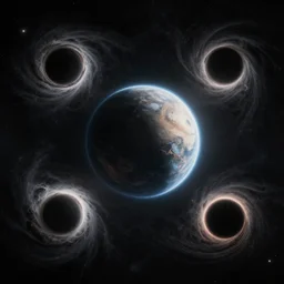 concept art of black holes surrounding a planet