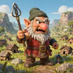 glitched angry old dwarven God destroys poor village in Dagestan by his enourmous high detail nose rtx mode on