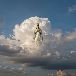 wide angle sky with virgin mary cloud