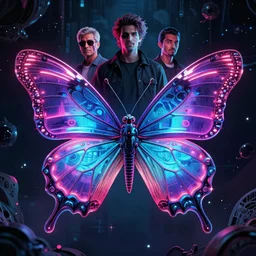 a cyberpunk neon butterfly by sachin teng and pascal blanche and alphonse mucha! and nekro! and josan gonzalez!. in style of vector art. film, akira, james paick, and shaddy safadi, ominous, cosmic horror, trending on artstation, ultra detailed, hyper realistic 4 k, octane, cinema 4 d, c 4 d render