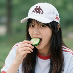 a dslr photo of a kappa eating a cucumber