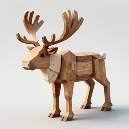 detailed swedish reindeer made from lowpoly boxes wood, concept art, sinematic light, illustration, epic, artstation, cgsociety, by greg rutkowski