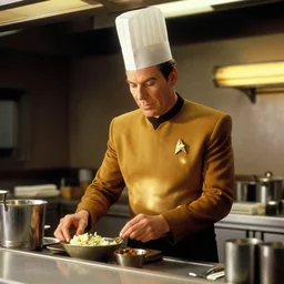 film still of Data working as a short order cook in Star Trek the Next Generation