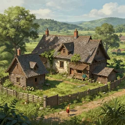 Village, concept art by Tyler edlin, highly detailed, ultra detailed, ultra realistic, trending on artstation