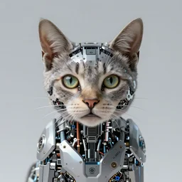 A cyborg cat, highly detailed, intricate robotic and electronic patterns, sharp focus, art by Artgerm and Greg Rutkowski and WLOP