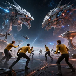 futuristic space battle hyperdetailed, artstation, cgsociety, in the style star trek 8 k