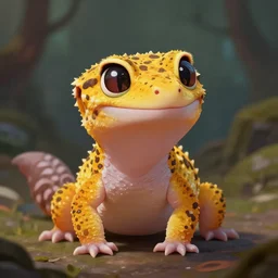 Cute anthropomorphic Leopard Gecko in World of Warcraft, cover art, ultra wide lens shot, pretty, beautiful, DnD character art portrait, matte fantasy painting, DeviantArt Artstation, by Jason Felix by Steve Argyle by Tyler Jacobson by Peter Mohrbacher, cinematic lighting