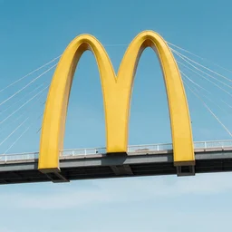 a bridge in the shape of the mcdonalds logo, architecture photography by fernando guerra