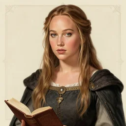 jennifer lawrence in a medieval book illustration