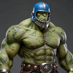 solid thick super muscly male portrait, blue helmet, large metal jaw, green skin, ultra realistic, intricate details, the fifth element artifacts, highly detailed by peter mohrbacher, allen williams, hajime sorayama, wayne barlowe, boris vallejo, aaron horkey, gaston bussiere, craig mullins