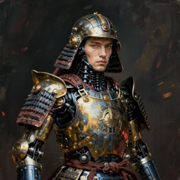 a portrait of a mechanical samurai by vitaly bulgarov,