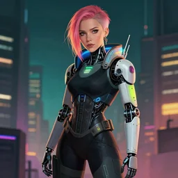 cyberpunk millie bobby brown as a robot by rossdraws