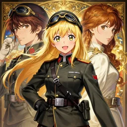 symmetry!! anime blonde girl wwi pilot portrait, happy!!, wearing japanese uniform, highly detailed, anime, dynamic lighting, digital art, digital painting, artstation, wlop, gil elvgren, sharp focus, illustration, art by artgerm and greg rutkowski and alphonse mucha, 8 k