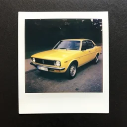 old polaroid shots of a yellow renault