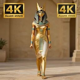 full body photo of a egyptian warrior queen wearing gold armor, highly detailed, 8 k, hdr, smooth, sharp focus, high resolution, award - winning photo