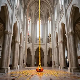 vestiges of the world in this church interior, vertical lines suggest spirituality, rising beyond human reach toward the heavens. cloister quadrangle yayoi kusama installation by filip hodas