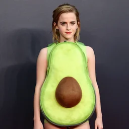 emma watson wearing an avocado costume