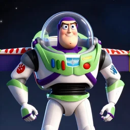 mickey face, buzz lightyear body, space background, cinematic