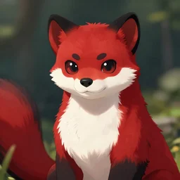 furry _ fandom _ fursona ( red - and - black, weasel - ferret - stoat ), graffiti _ background ( smoke ), favela _ wall