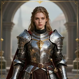 D&D RPG paladin young woman, symmetrical portrait