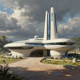 Futuristic police station. By Frank Lloyd Wright, concept art, digital painting, highly detailded