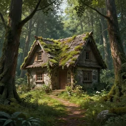 a cottage in the woods, fantasy art, detailed, cinematic