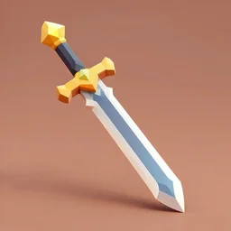 long sword of ancient civilization, magical power, 3 d, one object, low poly, mobile game, cute, illustration