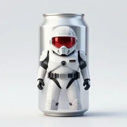 photo of white master chief with red visor in a soda can