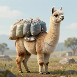 The boomalope is a llama that grows large bags of volatile chemicals on its back, developed by geneticists to produce chemicals. Concept art, octane render, extremely high detailed, details, hyperrealism, cinematic, 8k, depth of field