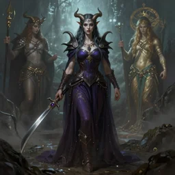 beautiful barbarian sorceress, cinematic, stunning, highly detailed, digital painting, artstation, soft focus, ominous lighting, evil colors, full body shot, illustration, art by artgerm and greg rutkowski and alphonse mucha