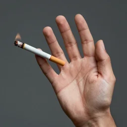 very accurate photo, very coherent image, hyper realistic photo of a human hand with a burning cigarette in it, by Omar Reda, Tim Booth,  exactly 4 fingers, very detailed, award-winning shot