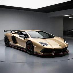 A hypercar designed by Junya Watanabe and produced by Lamborghini in the production year of 2025, promotional photo