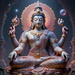 visionary art, 3 d lord brahma from another dimension, close up, alex grey art, teleportation, astral projection, detailed, heavily detailed, art by govardhan art, astrix, volumetric