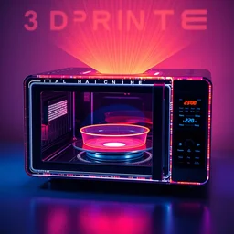 brochure of a 3 dprinter that looks like a holographic microwave