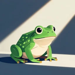 Digital art of a frog, flat colors, minimalist style