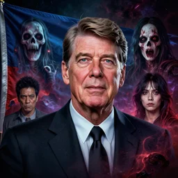 ronald reagan flag, scariest horror nightmare by beksinski and junji ito and horiyoshi iii, digital art, deepdream cosmic, 3 d high definition, trending on artstation, hyper detailed, trending on deviantart, unreal engine