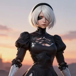 ultra realistic illustration of cyborg song hye - kyo, warframe, intricate, nier automata, sunset, white hair, elegant, highly detailed, very intelligent, digital painting, highlights, artstation, concept art, smooth, sharp focus, illustration, art by artgerm and akihiko yoshida and alphonse mucha