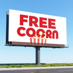 a billboard that says free popcorn