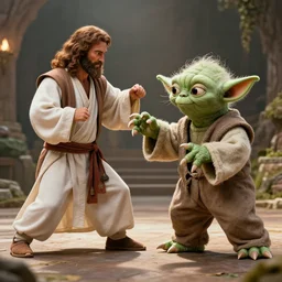 Jesus Vs Yoda in epic slap battle