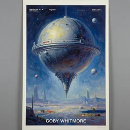 science - fiction futuristic poster, oil painting by coby whitmore