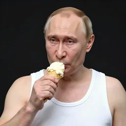 portrait of ( ( vladimir putin ) ) in an underwear eating icecream, hyperrealistic, tranding artstation, digital concept art, diselpunk art, sharp focus, 3 5 mm film, caricature illustration, art by artgerm and greg rutkowskii