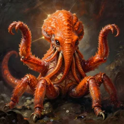 zoological portrait of orange cthulhu by philippe druillet